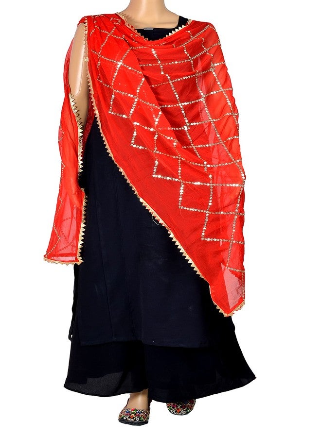 Chandrakala Chiffon Dupatta for Women, Shawl Scarf Wrap Chunni,Red (D238RED) - Image 2